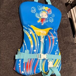 Speedo Kids Blue Swim Vest with Rainbow Wave Jellyfish